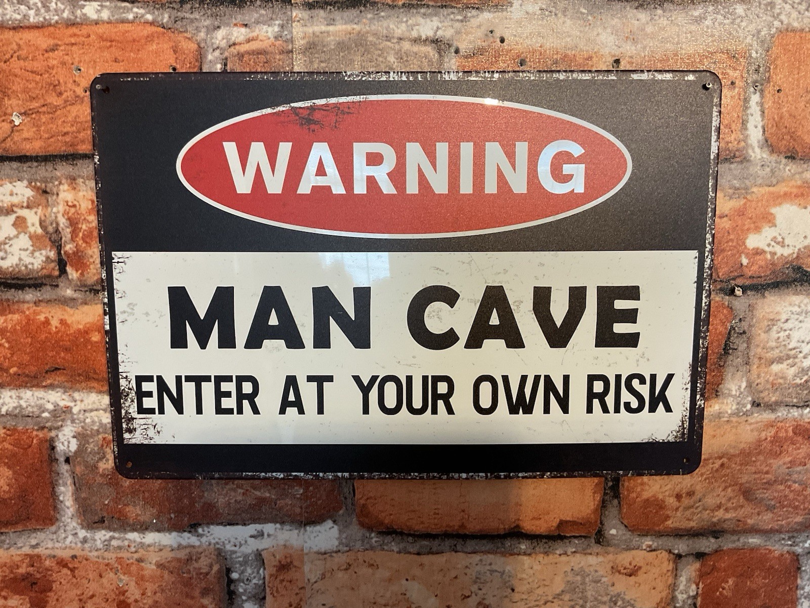 8″X12″ Retro Patina Style “Warning Man Cave” Sign. A Great Gift Free Shipping!