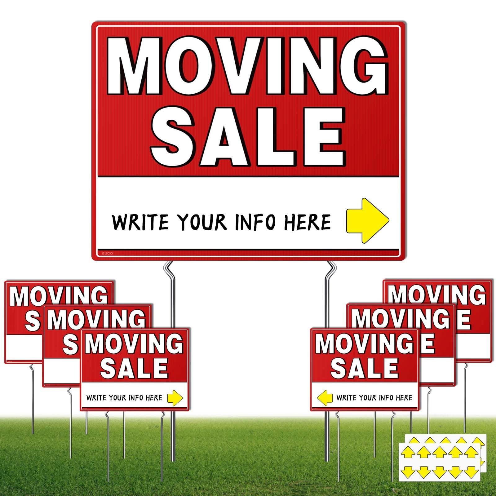 Weather-Proof Moving Sale Signs, 7 Pack, 17″x13″, Double-Sided with Arrows