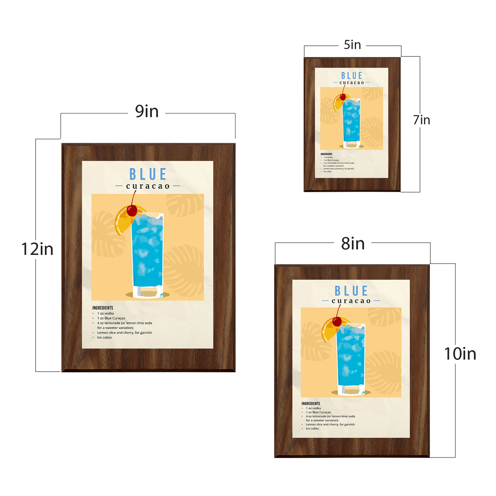 Blue Curacao Decorative Wall Plaque With Easel Acrylic Stand | Home Decor