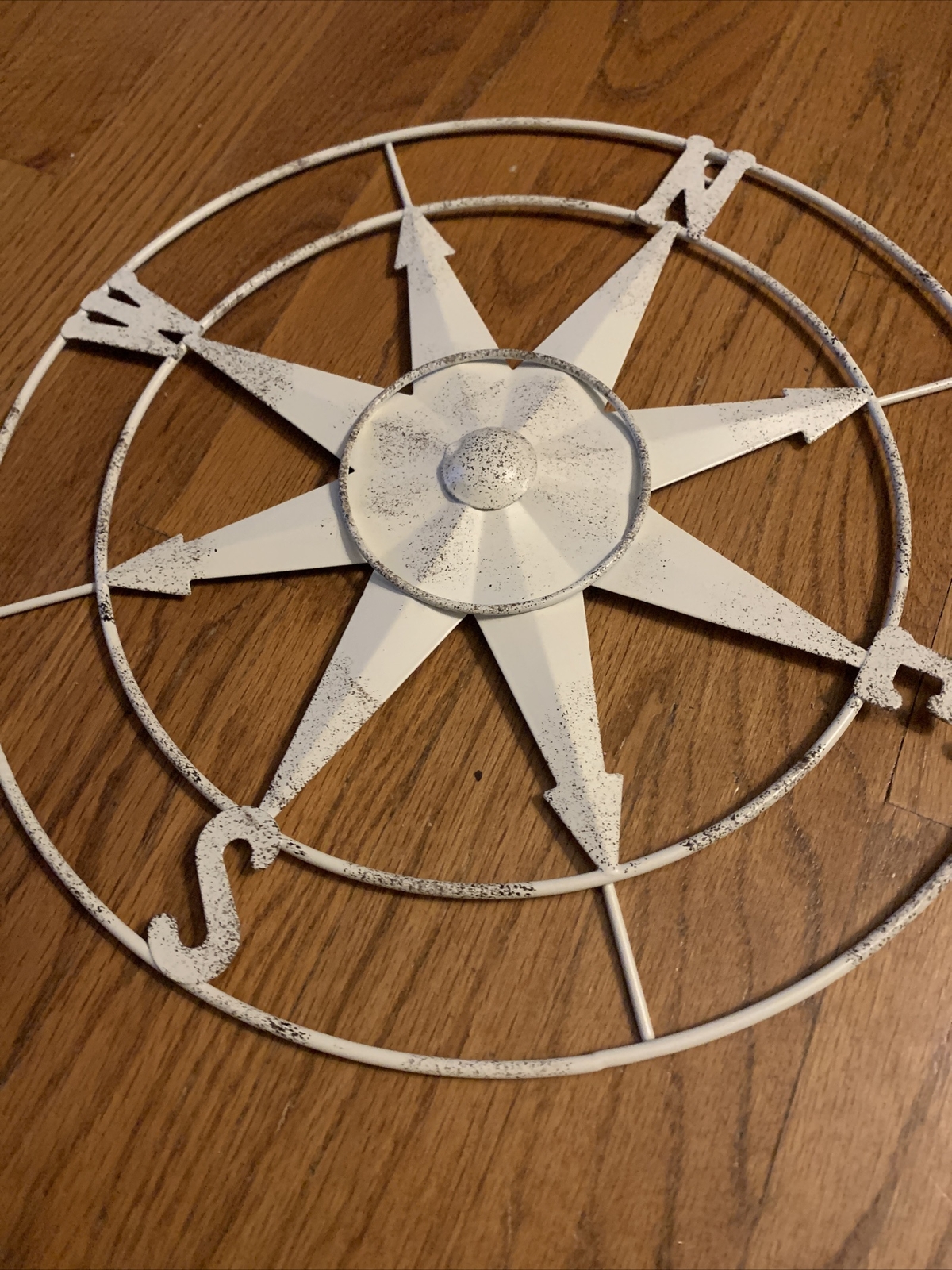 Shabby Chic Nautical Barn Star Metal Compass Wall Hanging Art Approx 13” ❤️tb