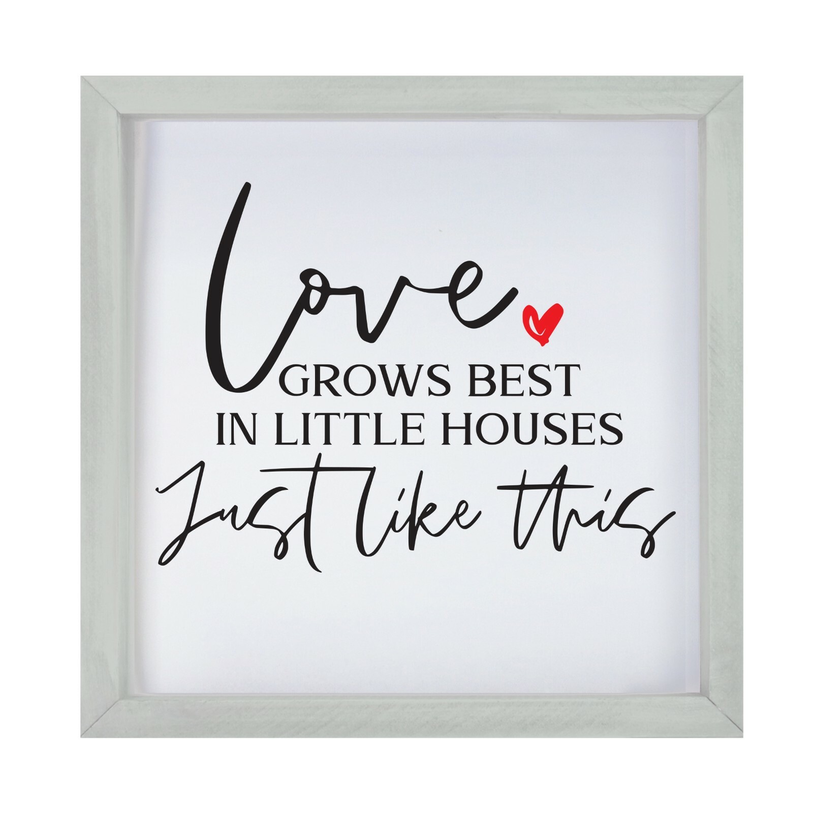 Inspirational 7×7 Wooden Framed Shadow Box Modern Wall Art Decor – Love Grows