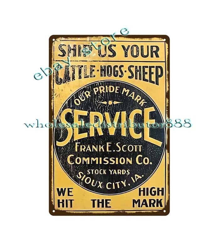 Farm Hogs Cattle Sheep Stockyards Sioux City Iowa metal tin sign poster artwork