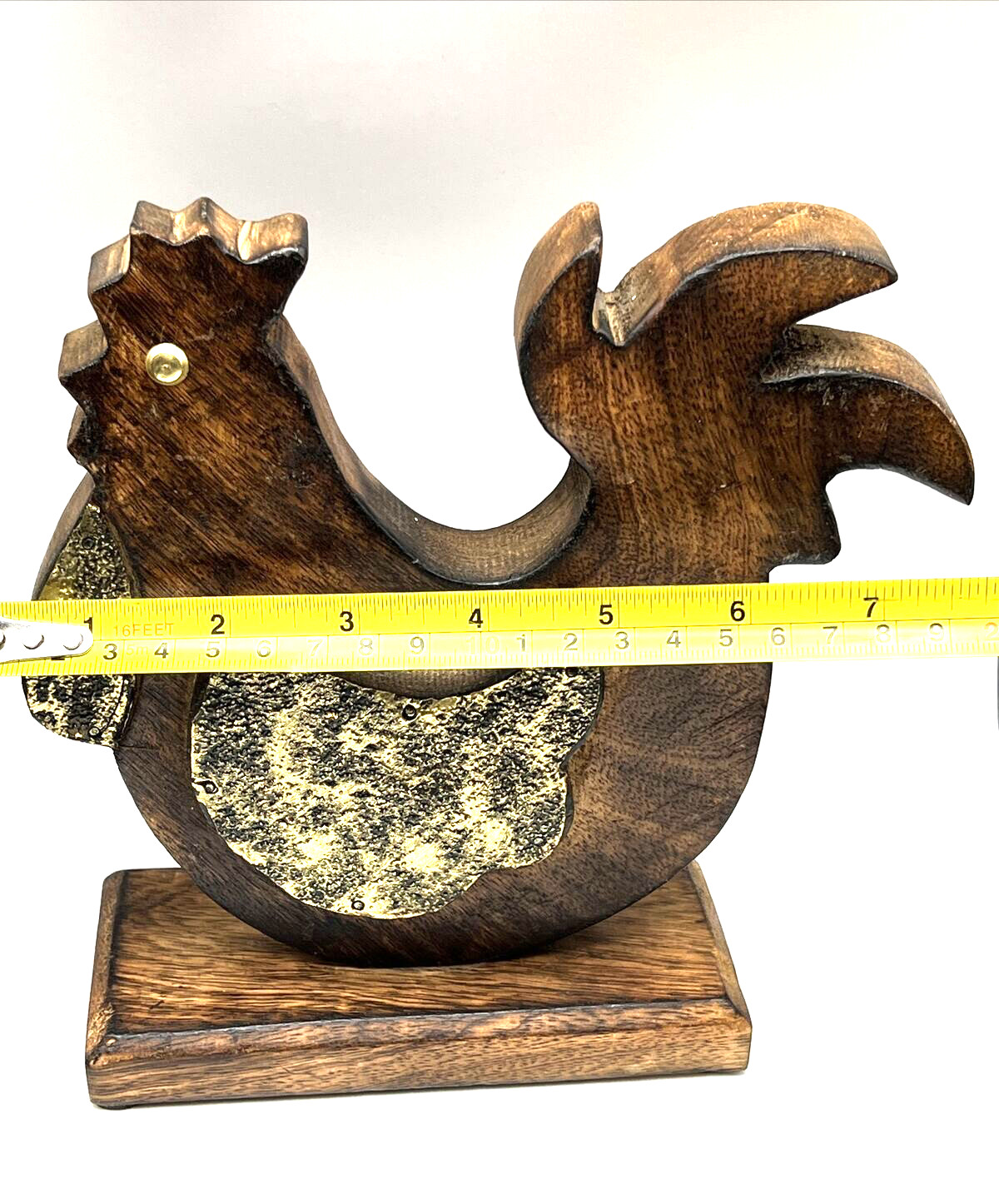 Chicken Rooster Wood and Metal Poultry Farmhouse Decor Table Made in India