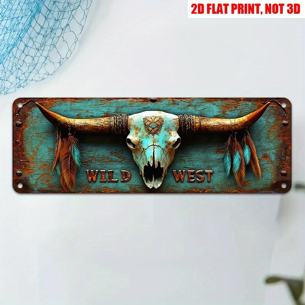 Wild West Tin Sign Vintage Western Saloon Decor Retro Metal Signs Bar Wall Art