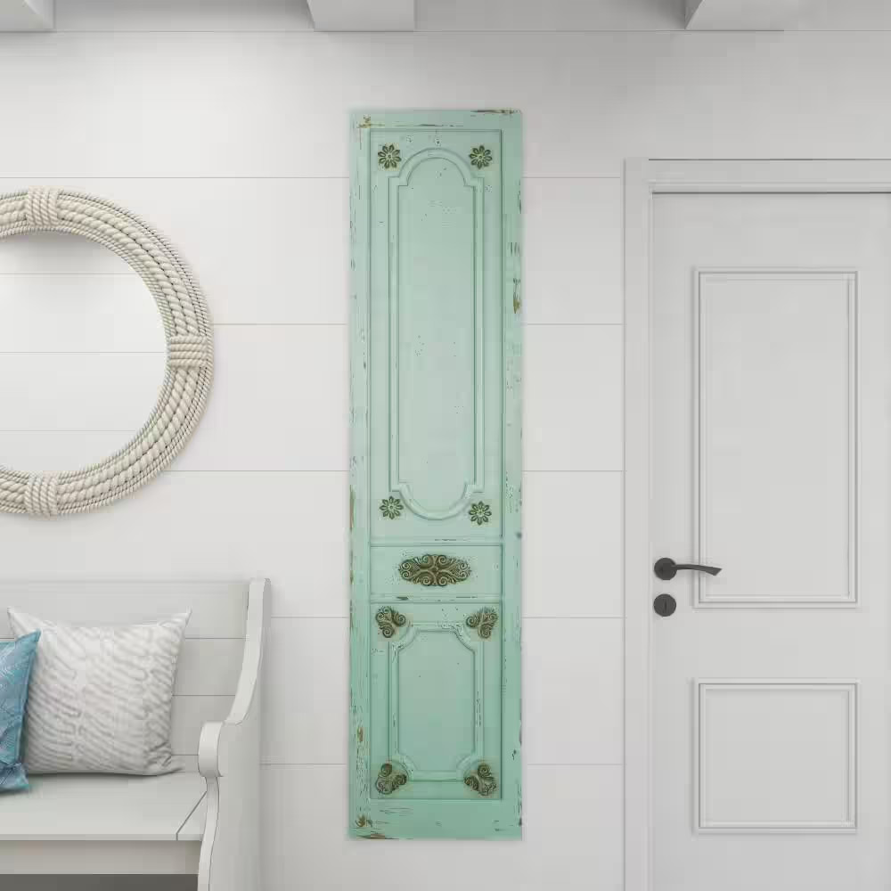 18 In. X 78 In. Wood Green Antique Door Scroll Wall Decor