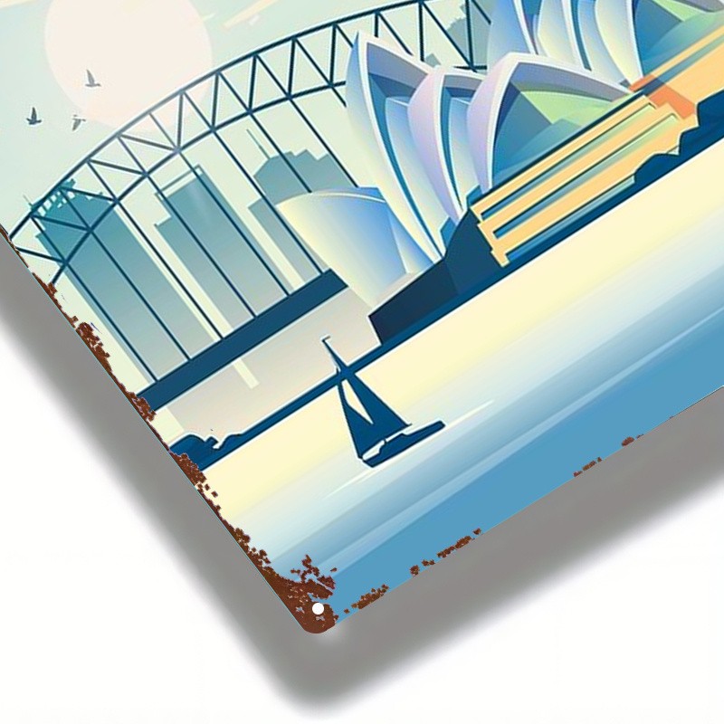 2D Flat Metal Sign Sydney Australia 8X12 Inches