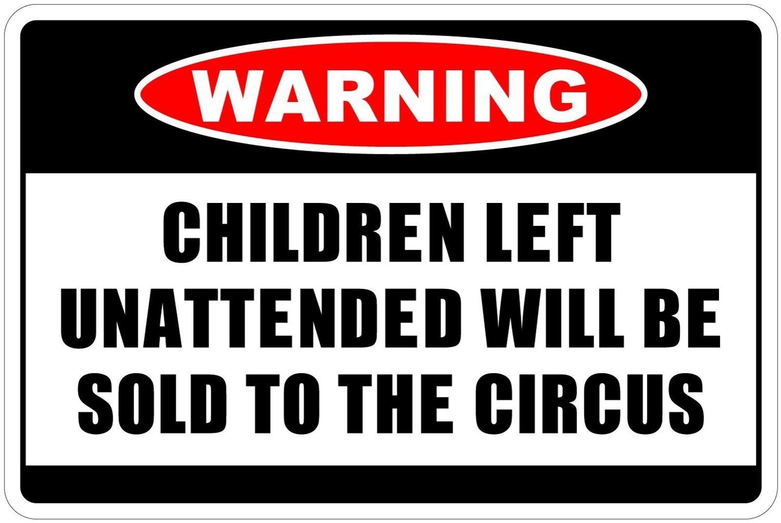 Novelty Warning Sign Sticker Tiger Aluminum Sign 8×12 Children Left Unattended