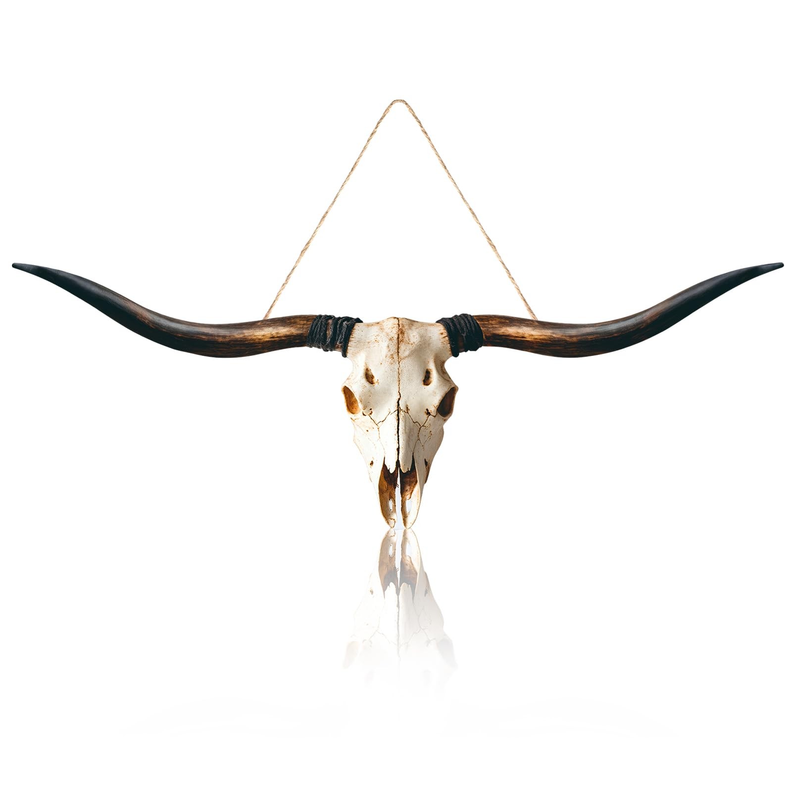 GlikCeil Longhorn Skull Wall Decor Wooden Long Horn Cow Door Sign Large Farmh…