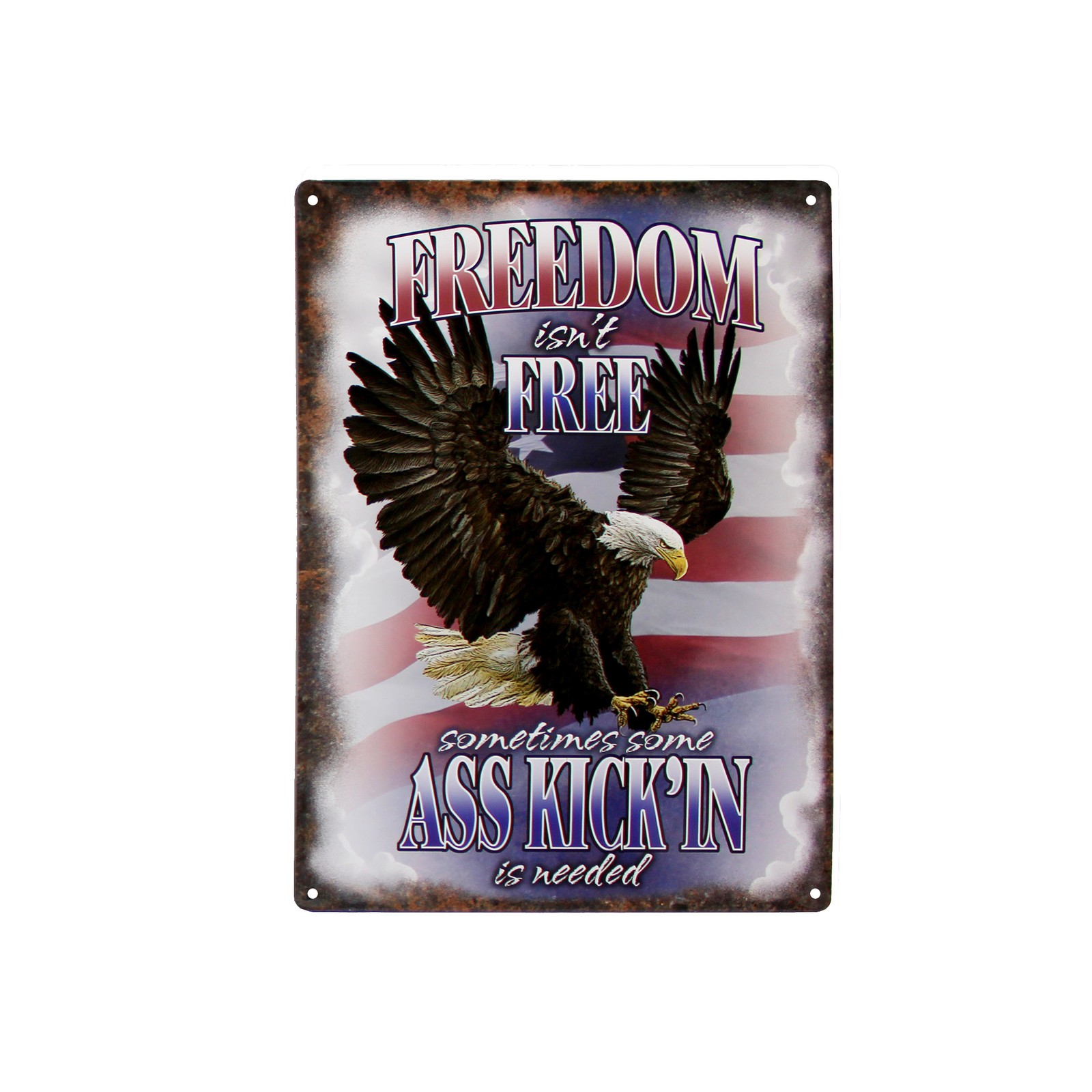 Rivers Edge Products Tin Sign, 17″ x 12″ Metal Wall Art, Freedom Isn’t Free