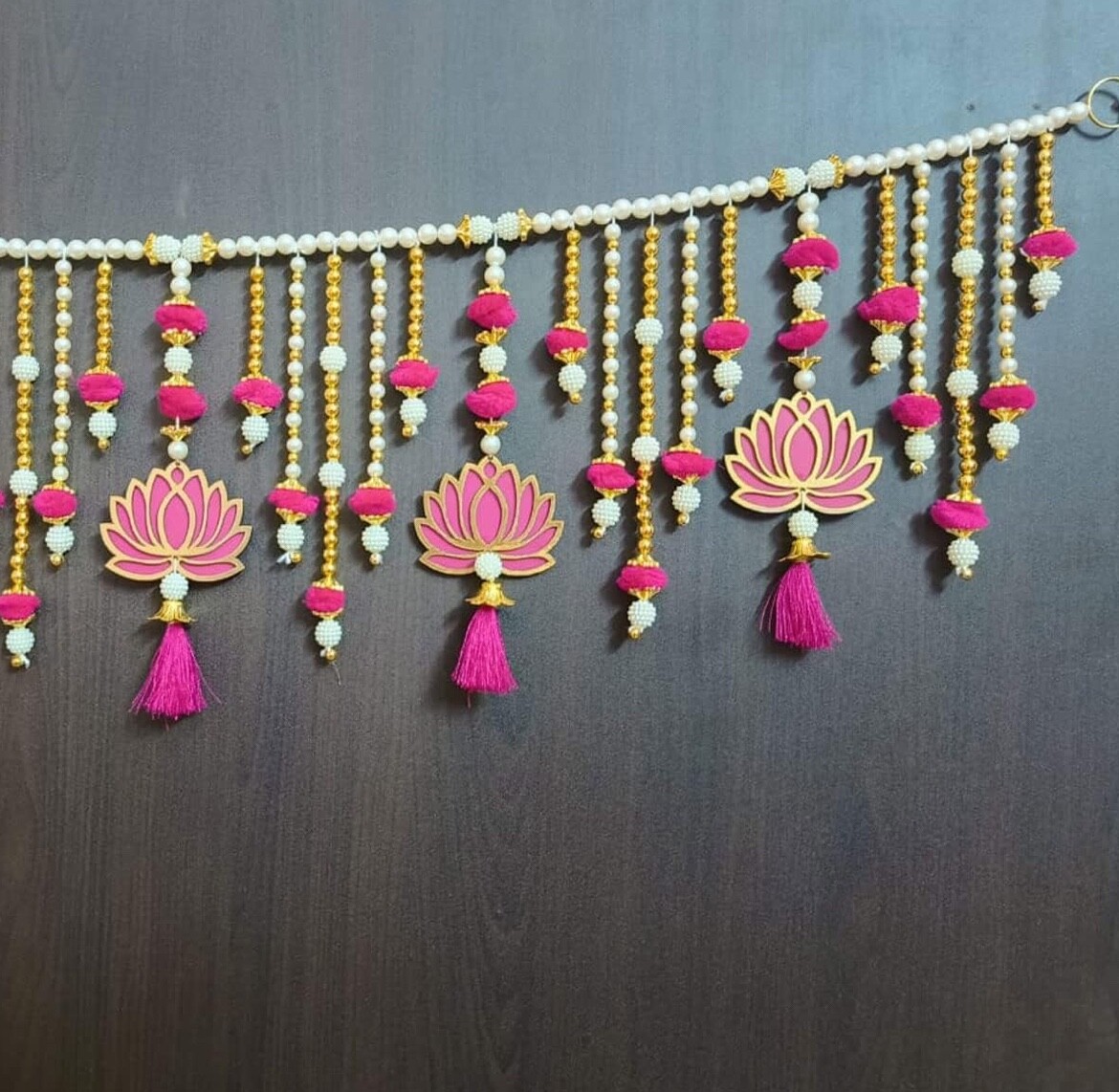 Handmade Door Hanging Pink Lotus Toran Size 40 inch X 8 inch