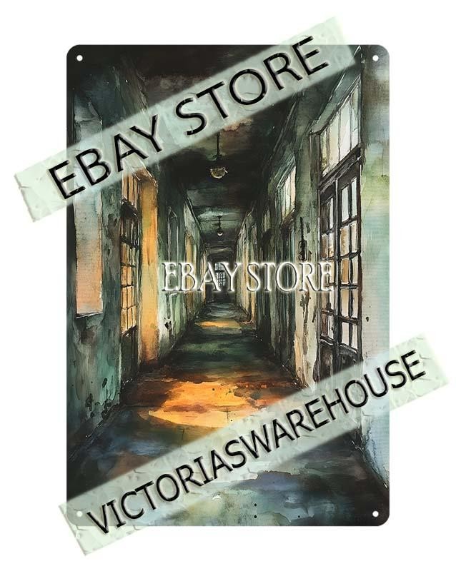 Haunted Hallway Tin Wall Sign dark magical realm
