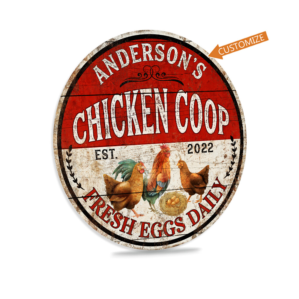 Personalized Chicken Coop Sign Fresh Eggs Rooster Poultry Garden 100142002014