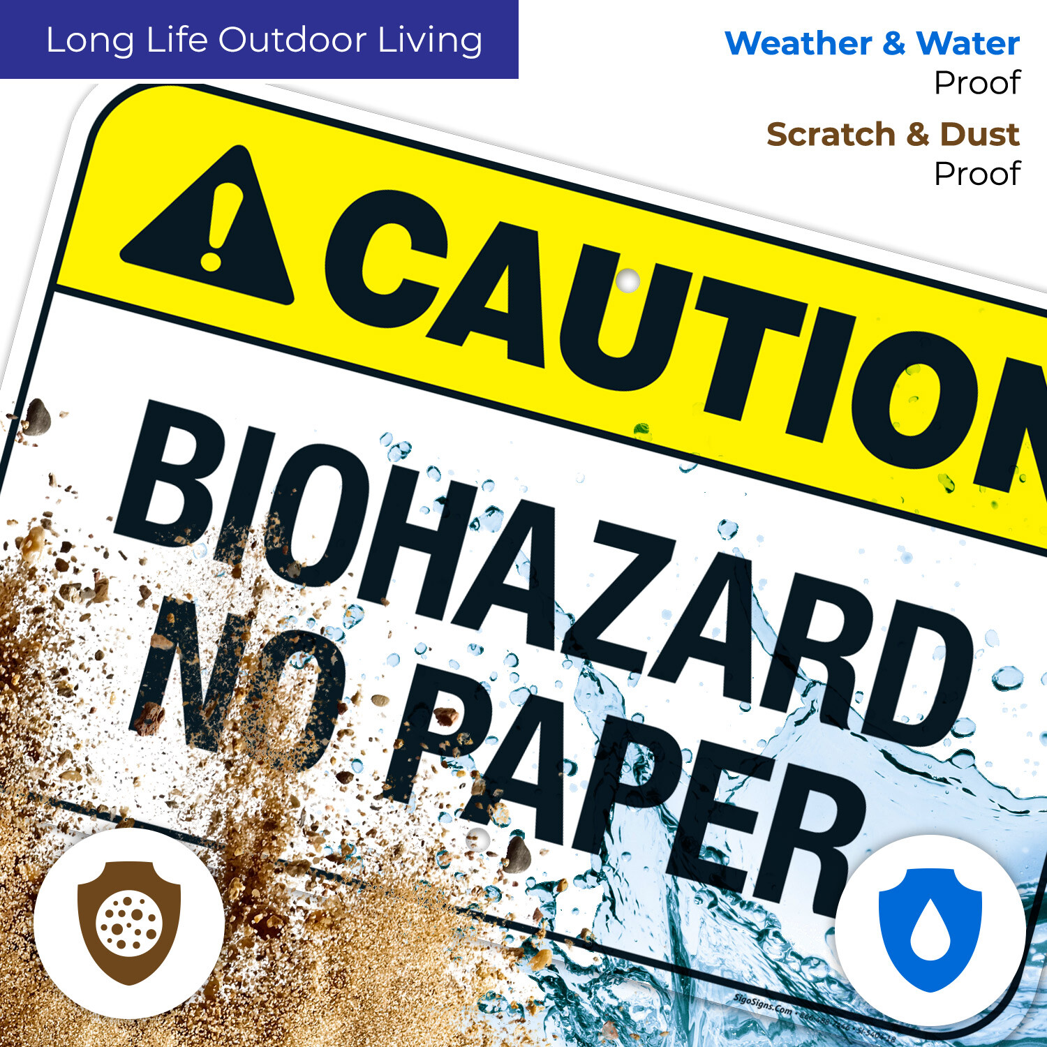 Biohazard No Paper Sign, ANSI Caution Sign,
