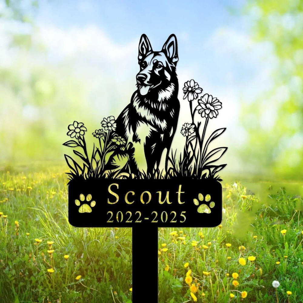 Personalized Shepherd Memorial Stake Meta Grave Marker Dog Cemetery Stake