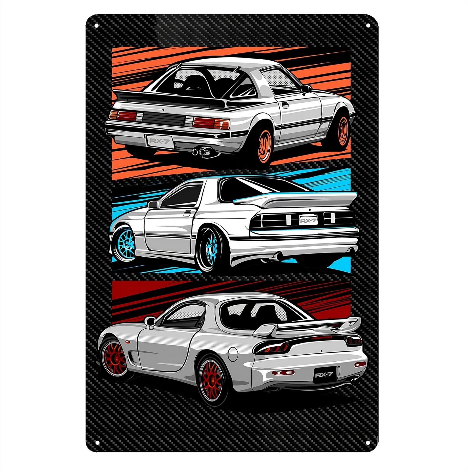 Mazda Rx7 Rotary Engine Generations Car Metal Poster – Tin Sign – Size:20x30cm