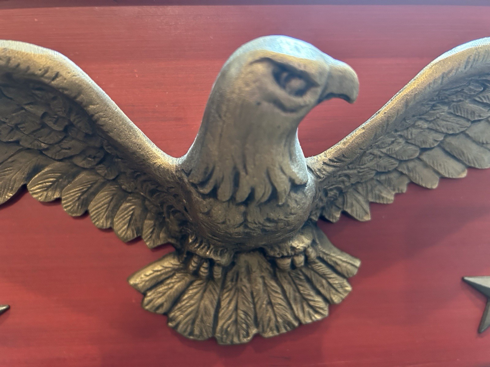Handcrafted Patriotic Eagle Wall Plaque 24” Americana Rustic Wood 3D Eagle Decor