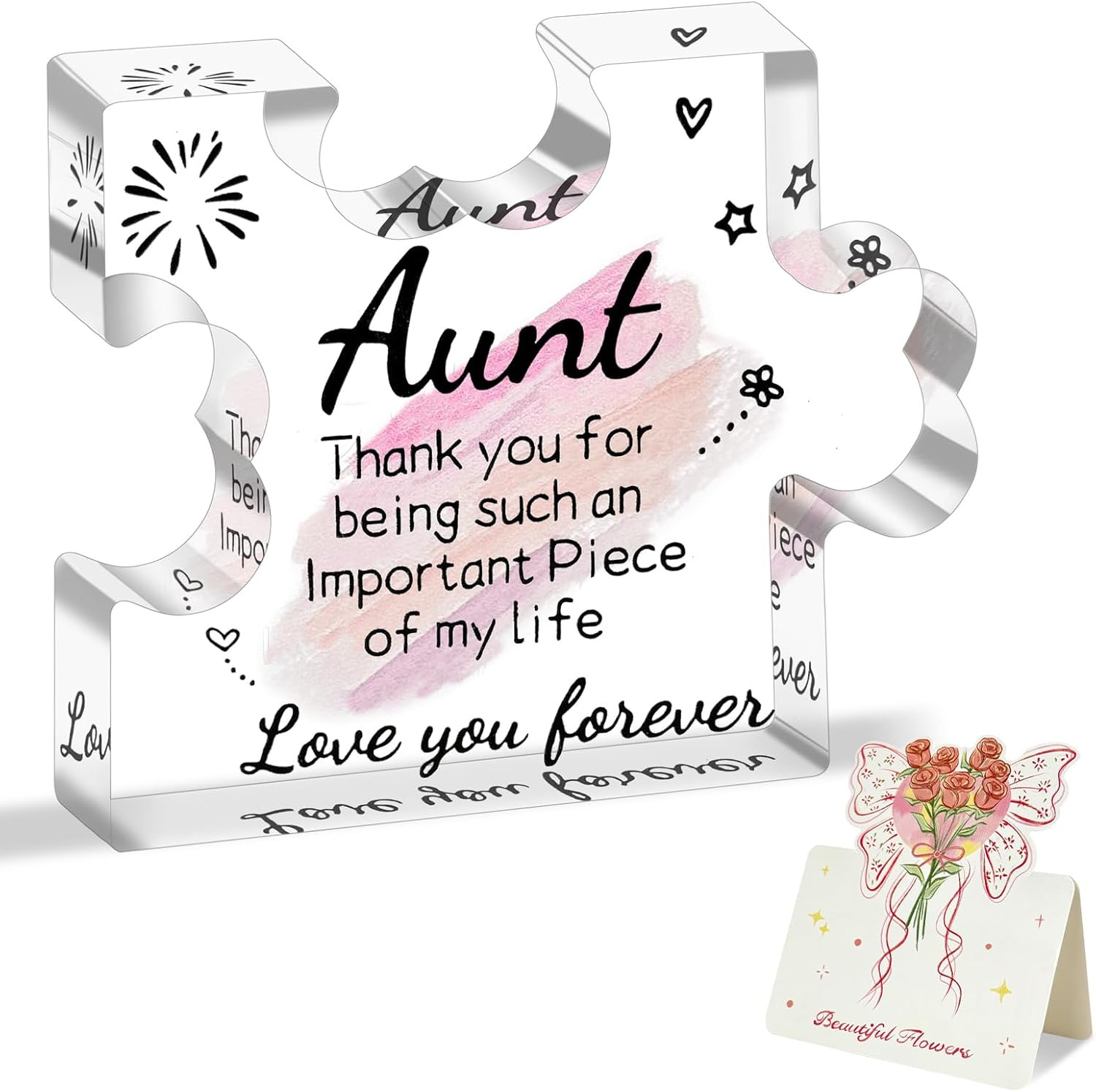 Aunt Gifts from Niece – Engraved Aunt Birthday Acrylic Puzzle Plaque- Shaped Pla