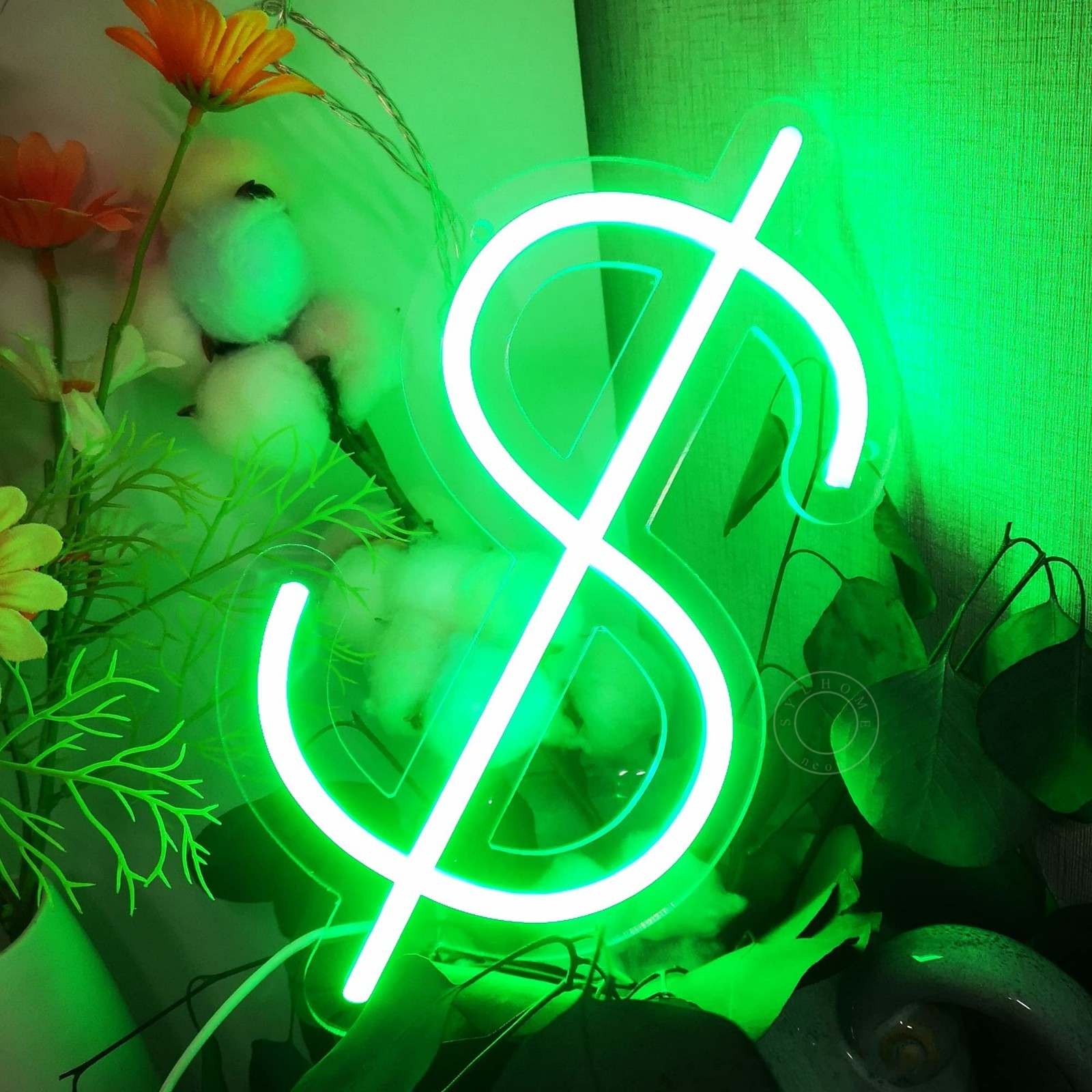 LED Dollar Sign Neon Light – Money Wall Decor for Home, Game Room, Bar, Office –