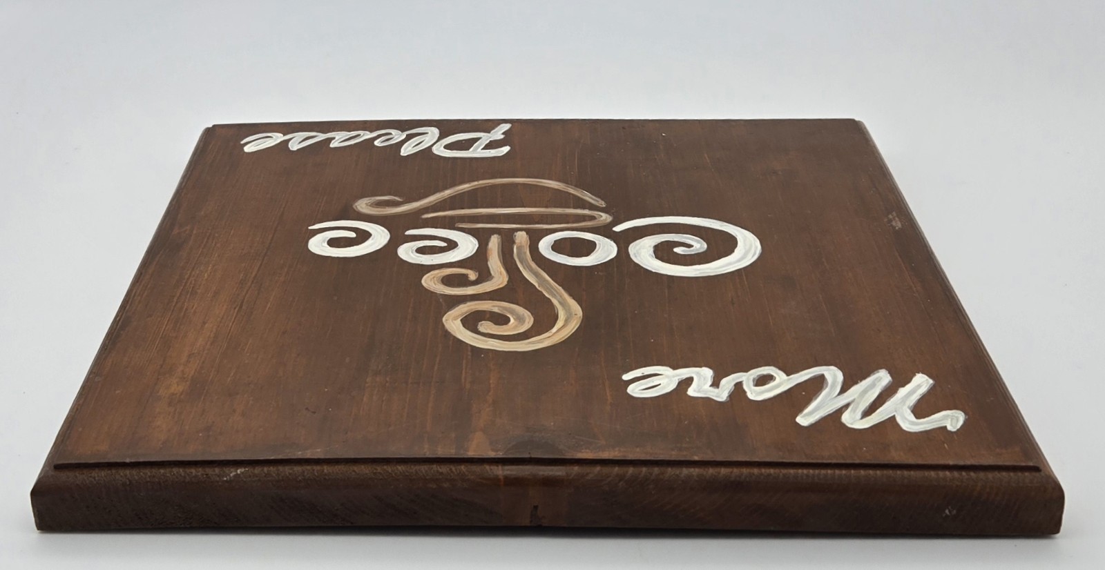 Hand Painted More Coffee Please Wood Sign 11×10 Brown Beige Rustic Decor