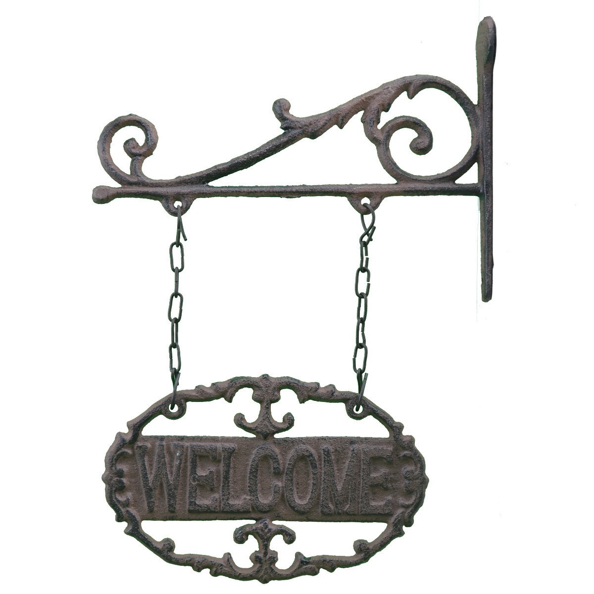 Cast Iron Hanging Welcome Sign Outdoor Wall Decor Rustic Vintage Style