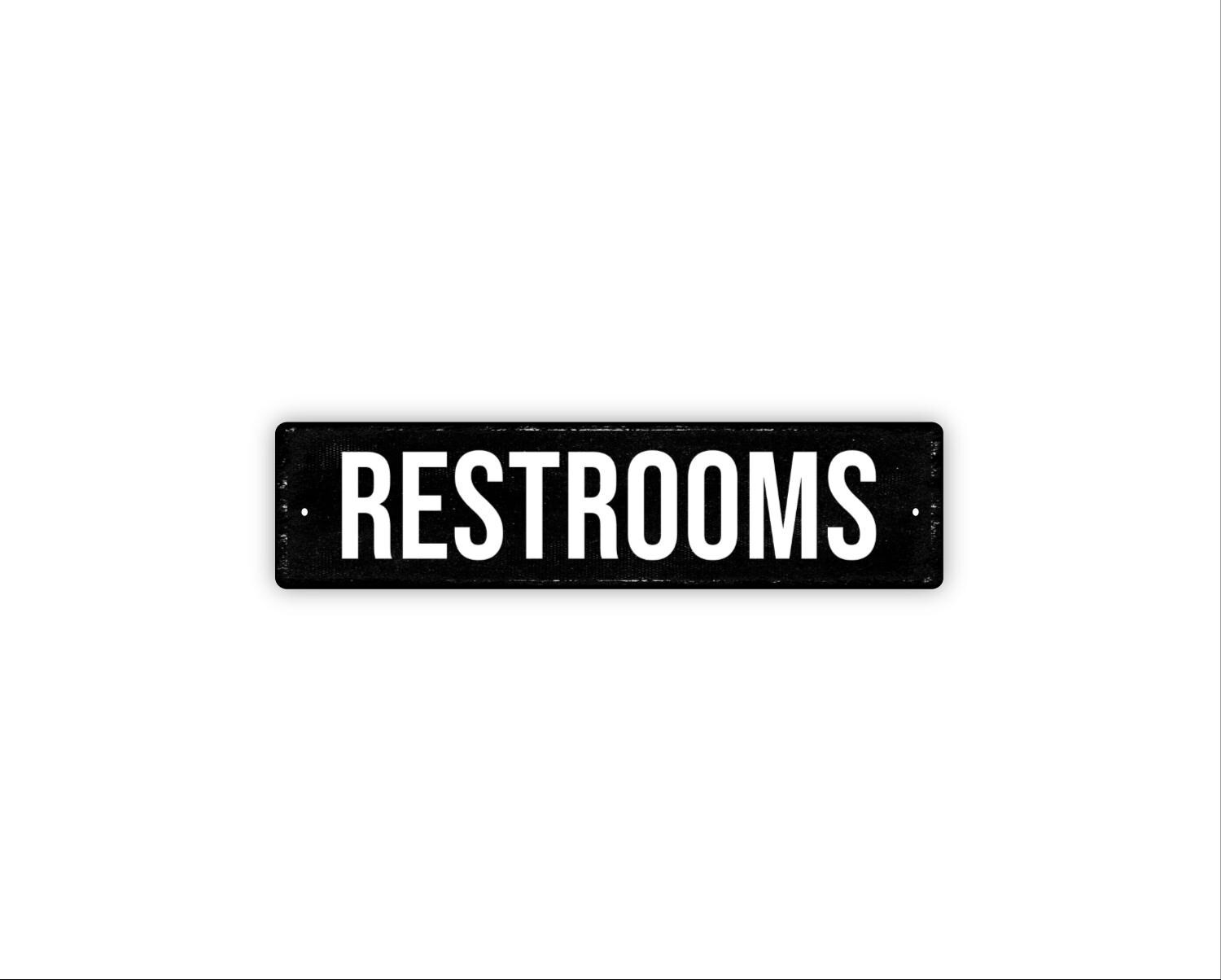 Restrooms Sign Metal Wall Decor for Business, Office or Public Space, Clear