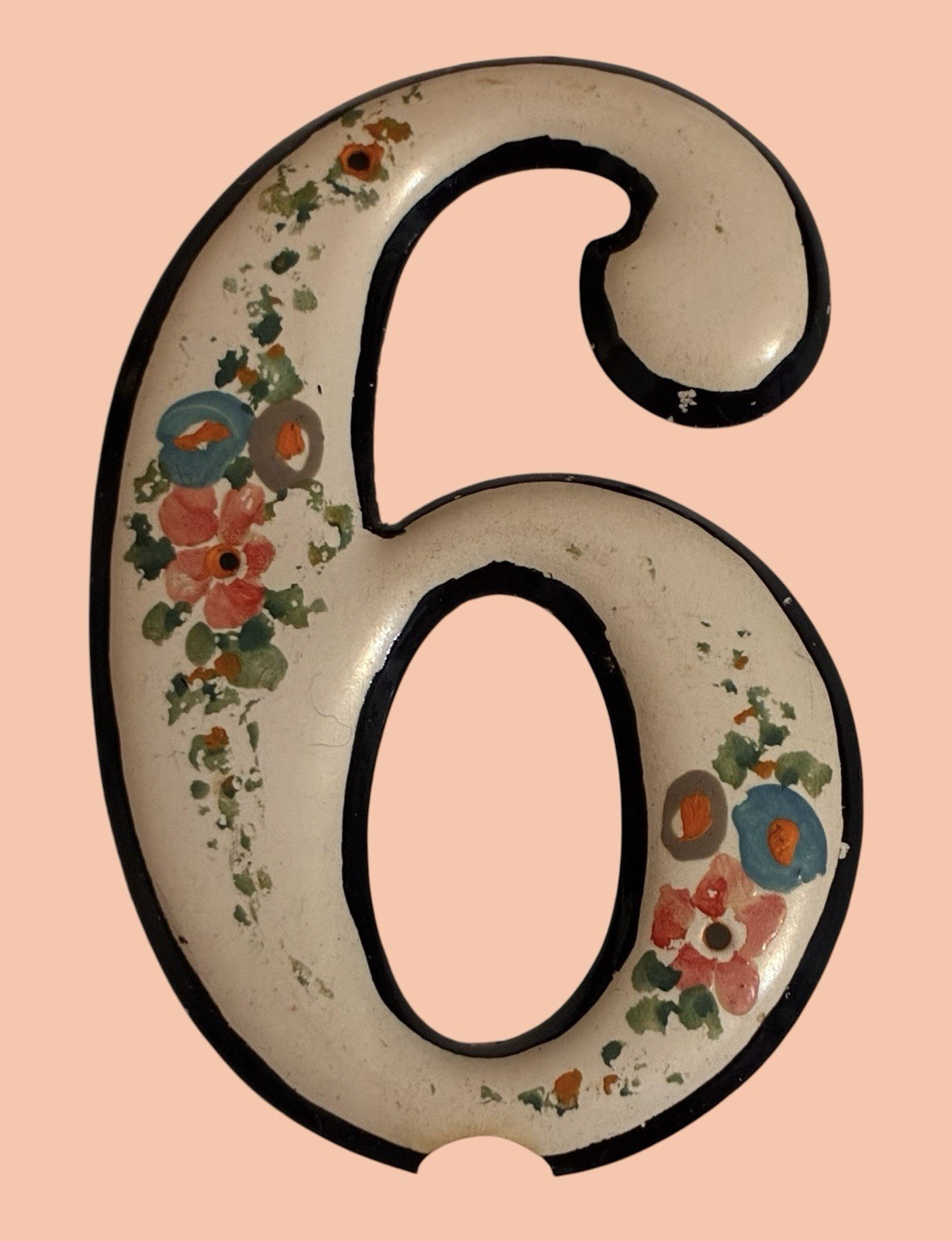 Vintage Handpainted Thin Plastic Numbers 1 2 3 4 5 6 7 8 French Decor 3 “ Floral