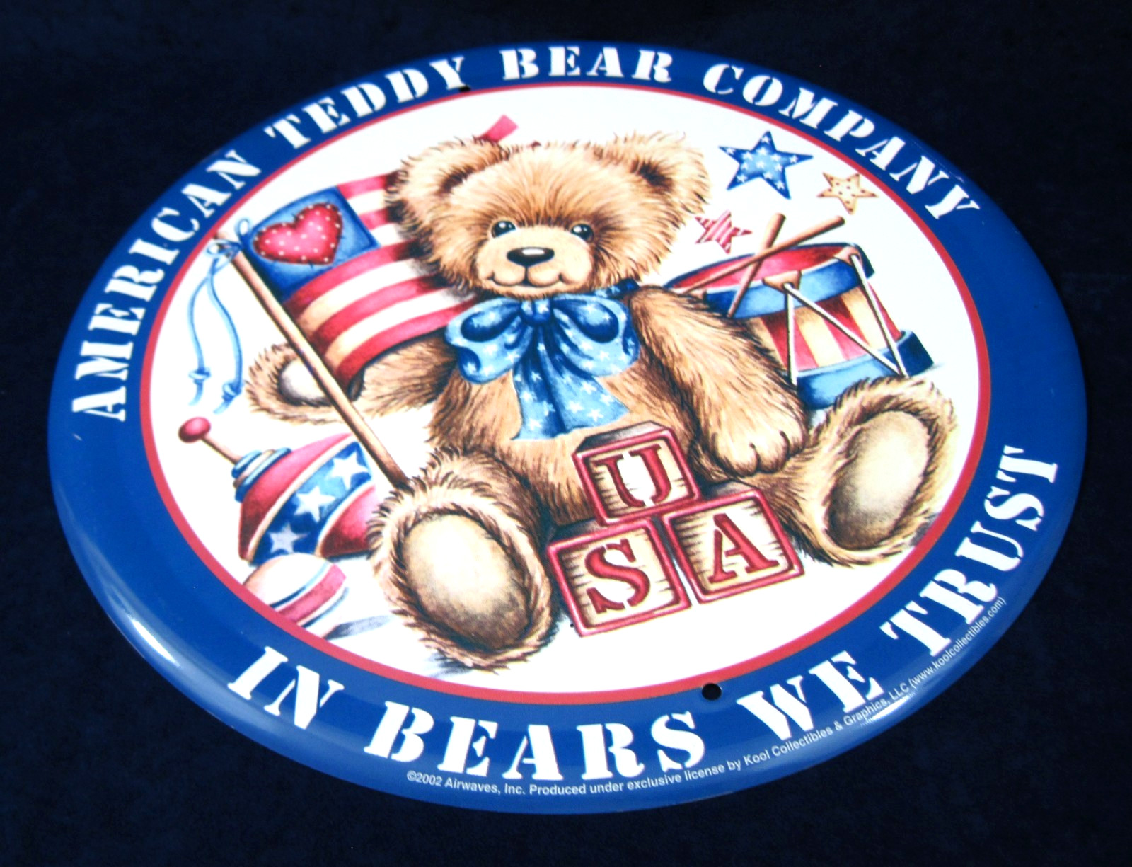 IN USA BEARS WE TRUST – Round Metal Sign – Teddy Bear Nursery Child’s Room Décor