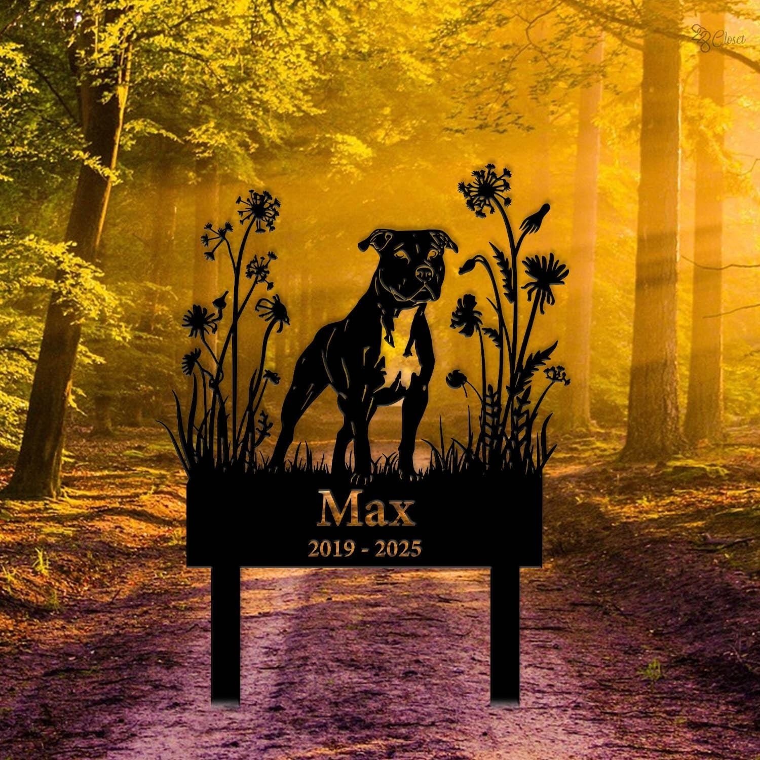 Custom Pitbull Dog Memorial Sign, Custom Pet Name Plaque,Dog Loss Memorial Sign