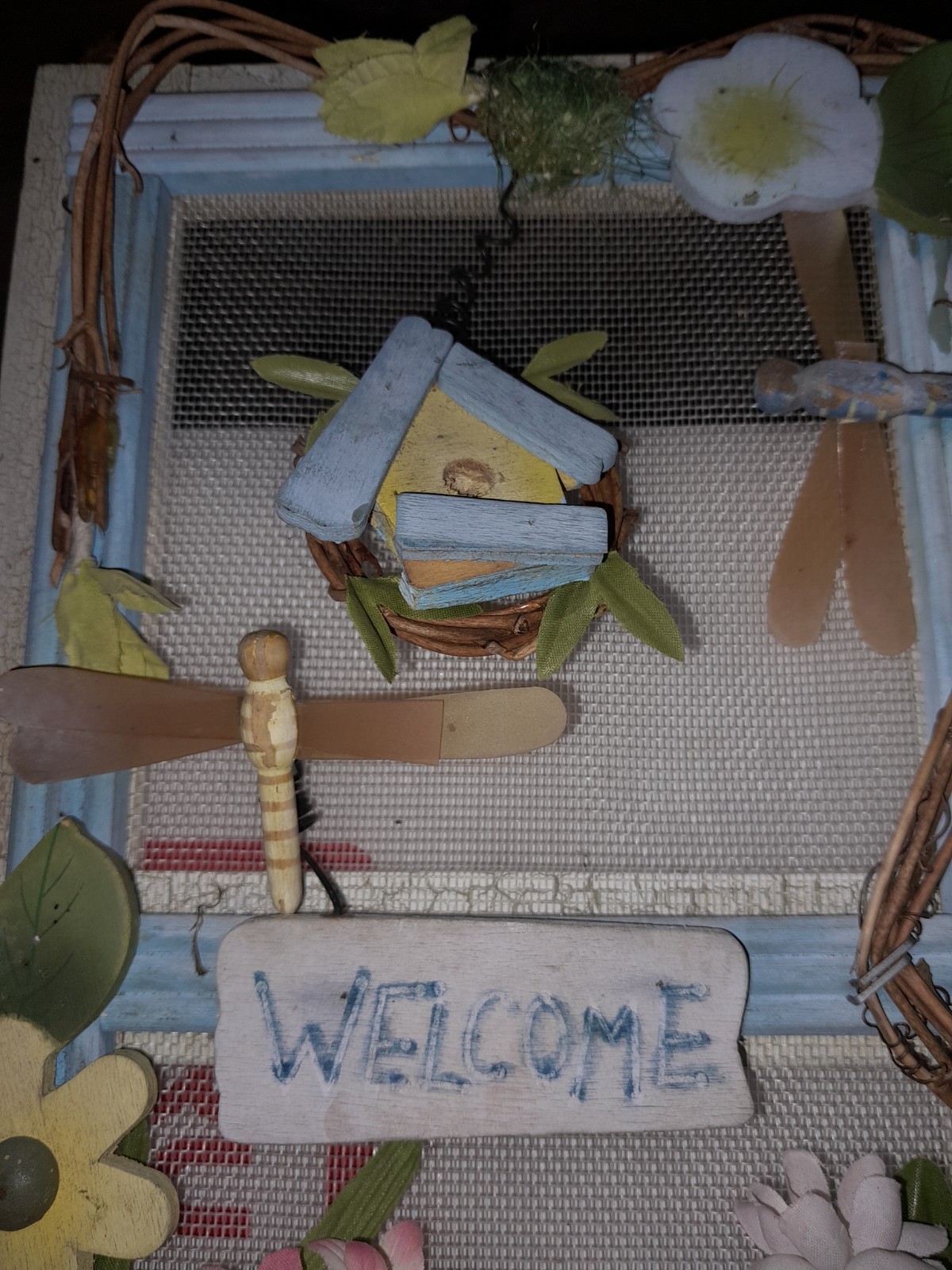 Floral & Garden Welcome Plaque Hanging Birdhouse Dragonfly Decorative Medium