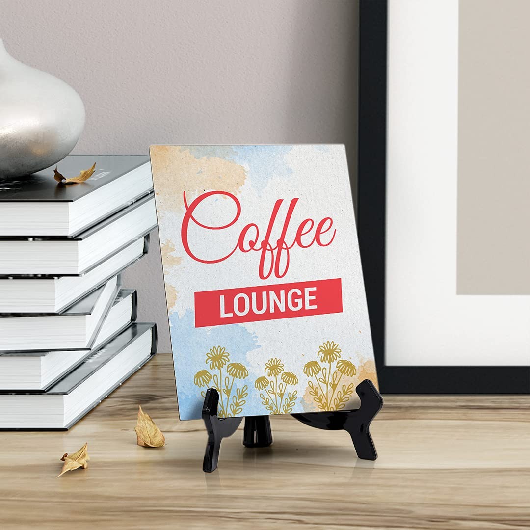 Signs ByLita Coffee Lounge, Blue Watercolor Table Sign (6 x 8″)