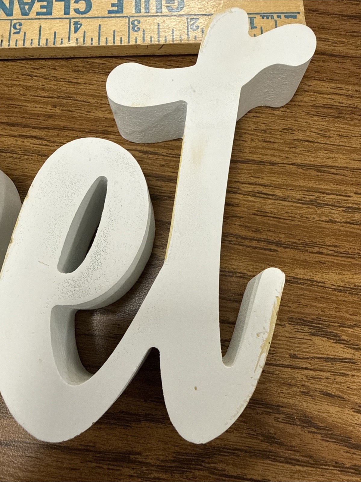 “Sweet” Word Free Standing Wood Sign White Stained See Photos