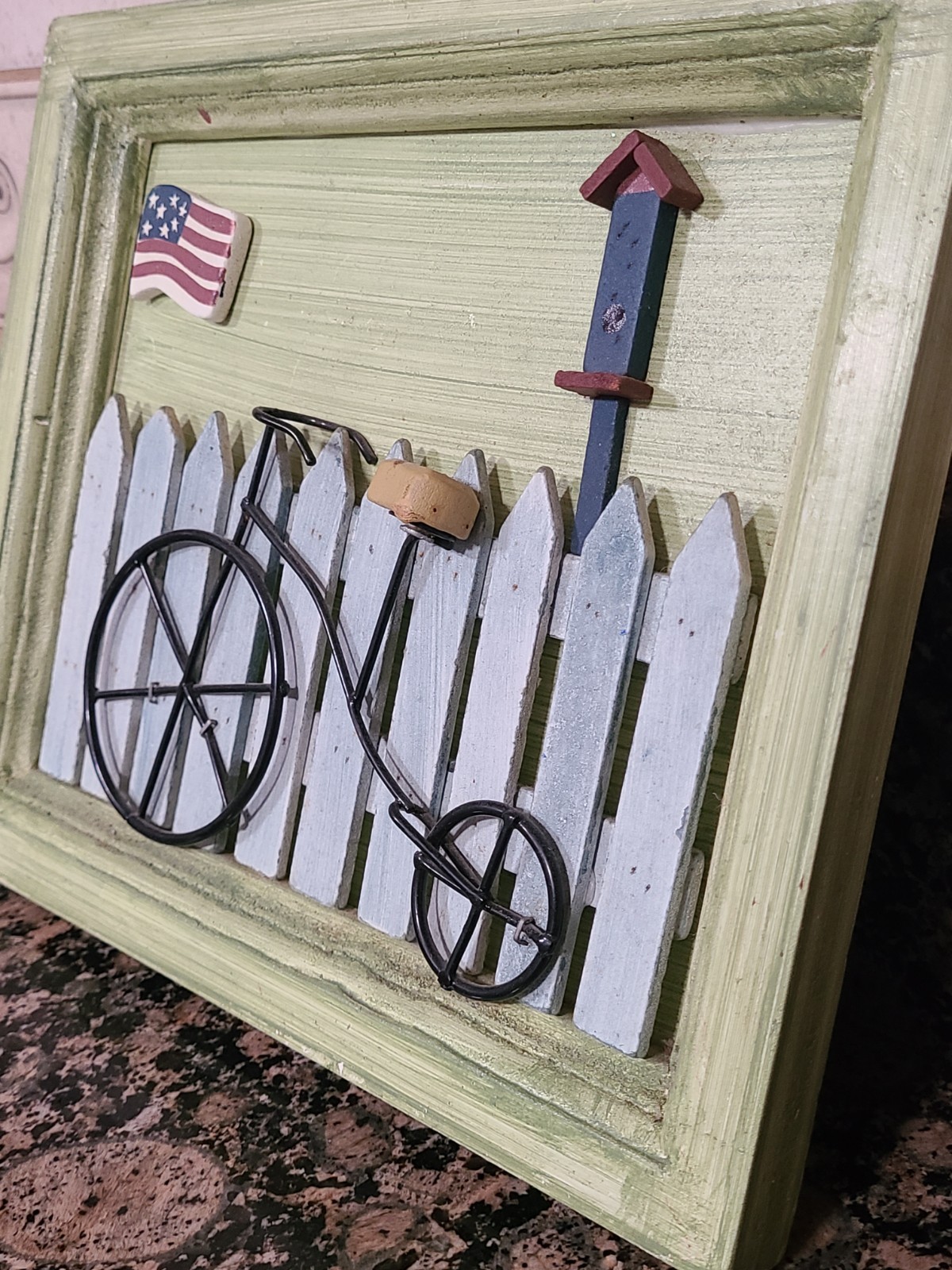 Vintage Americana Bicycle Shadow Box Wall Decor Primitive Country Farmhouse…