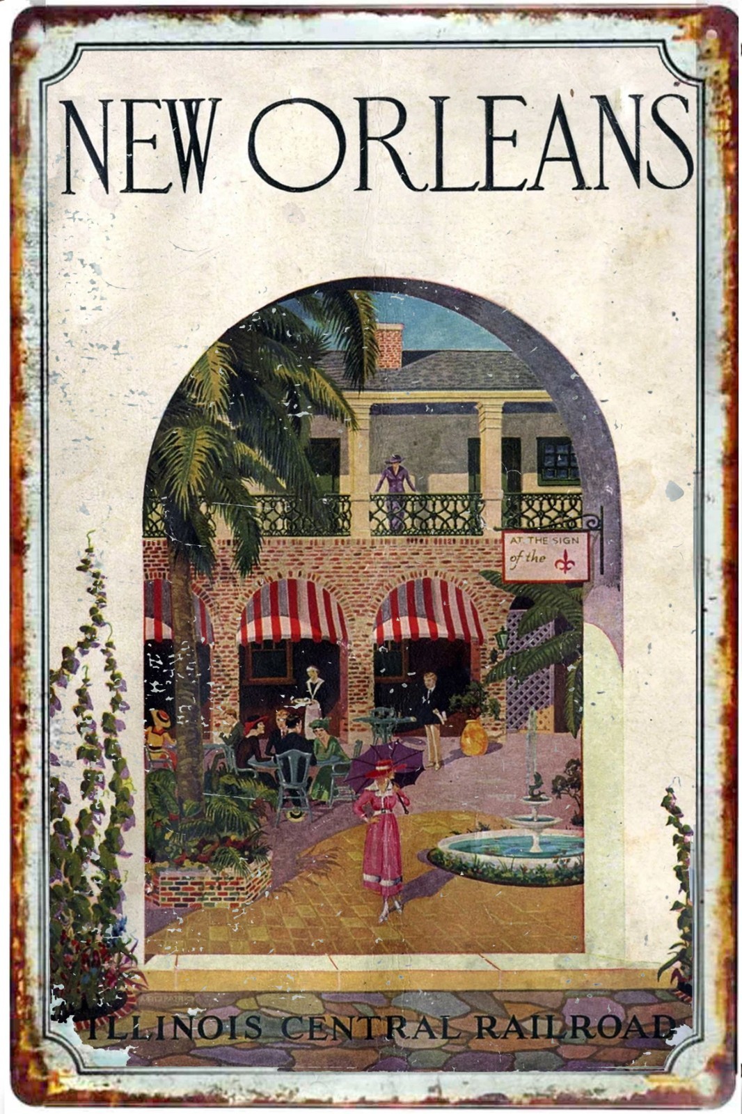 New Orleans Illinois Central RR Size to 12 x18 Tin Signs Poster Advertising