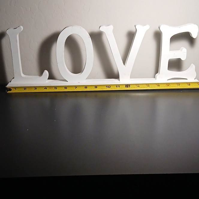 White Painted Wood LOVE Freestanding Letter Display Sign Decor 14 in