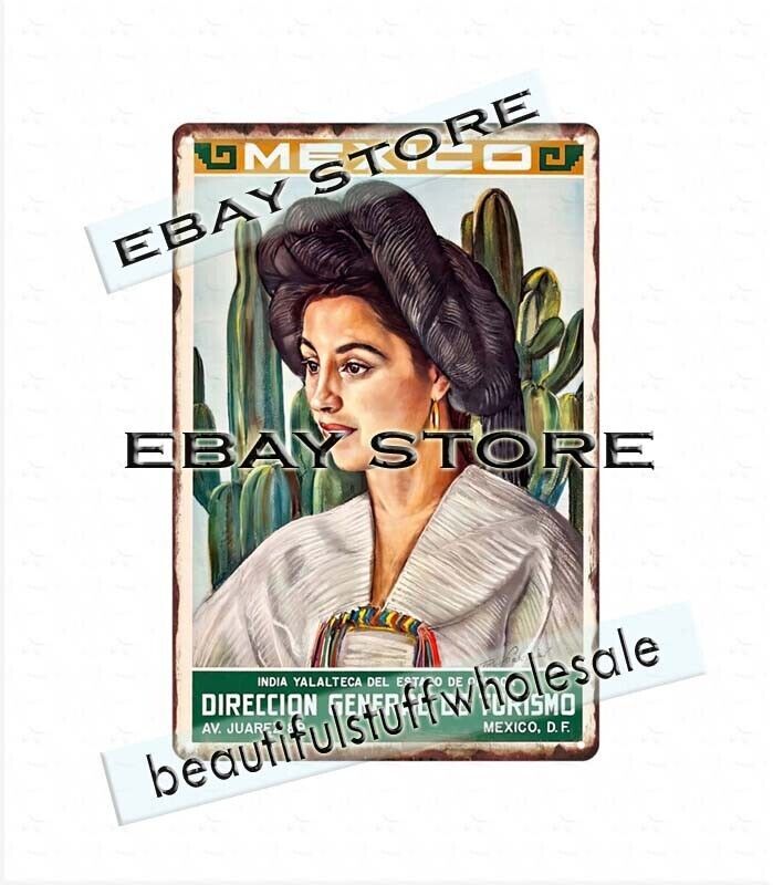 Mexico travel poster Mexican Direccion General De Turismo metal tin sign artwall