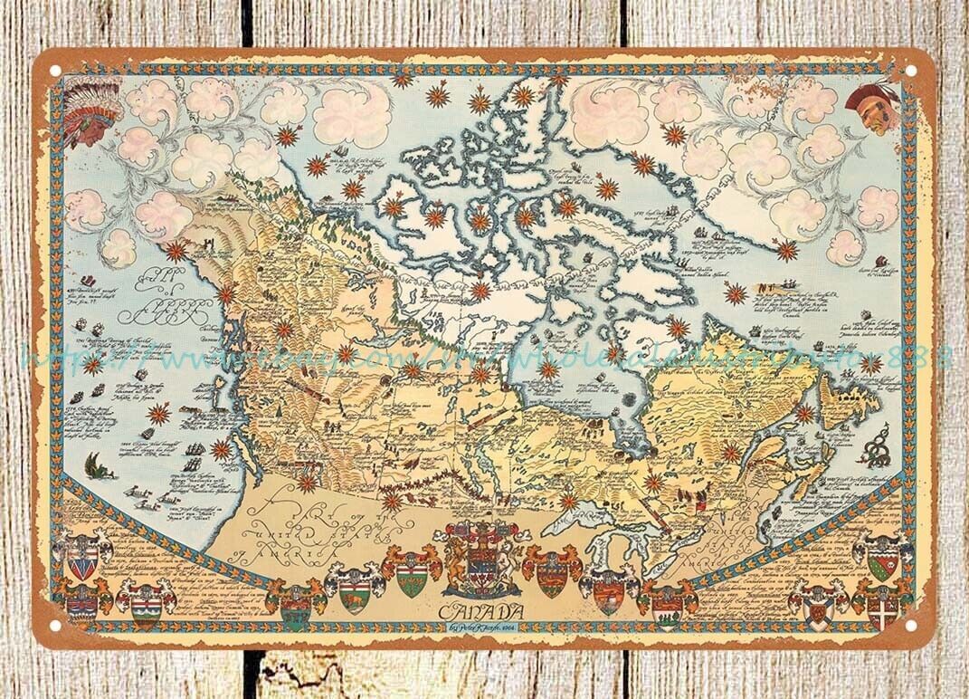art prints 1964 pictorial map of Canada by Peter Reynolds Furse metal tin sign