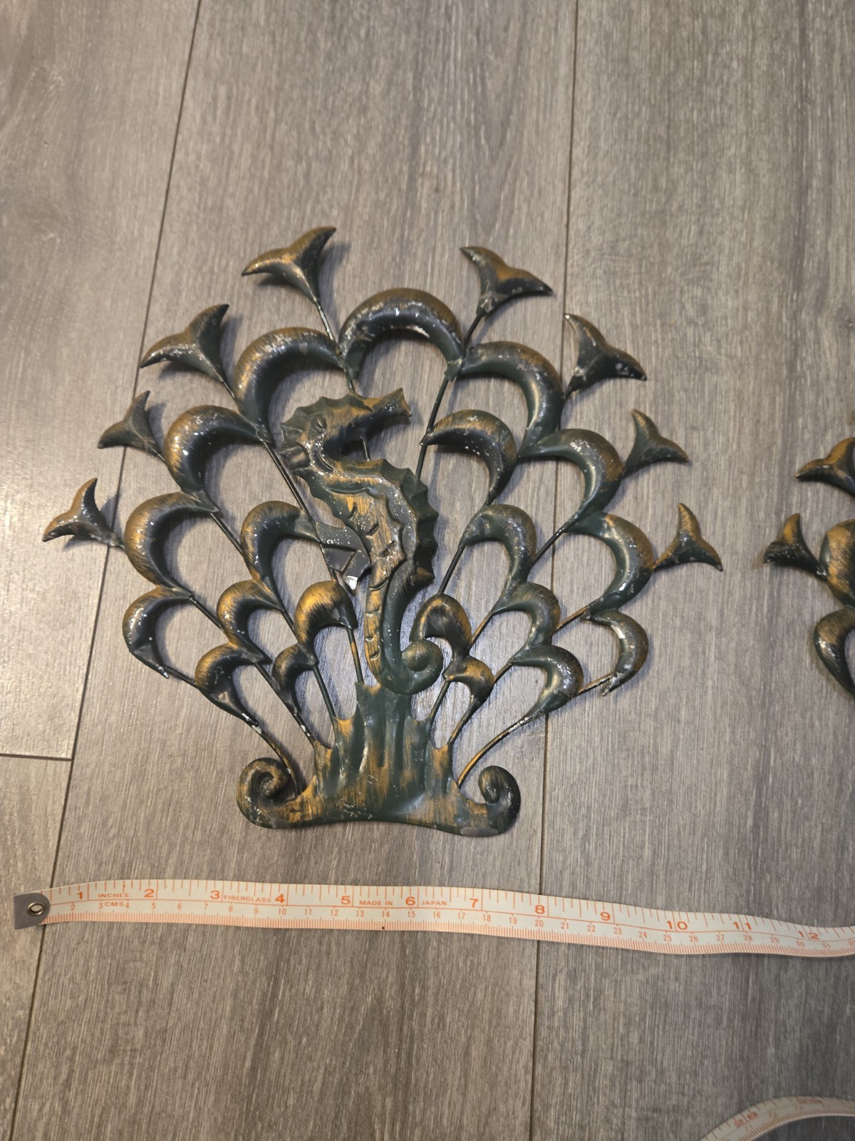 Rare 1960s MCM Metal Seahorse Wall Art Made In Hong Kong 3D Nautical Decor