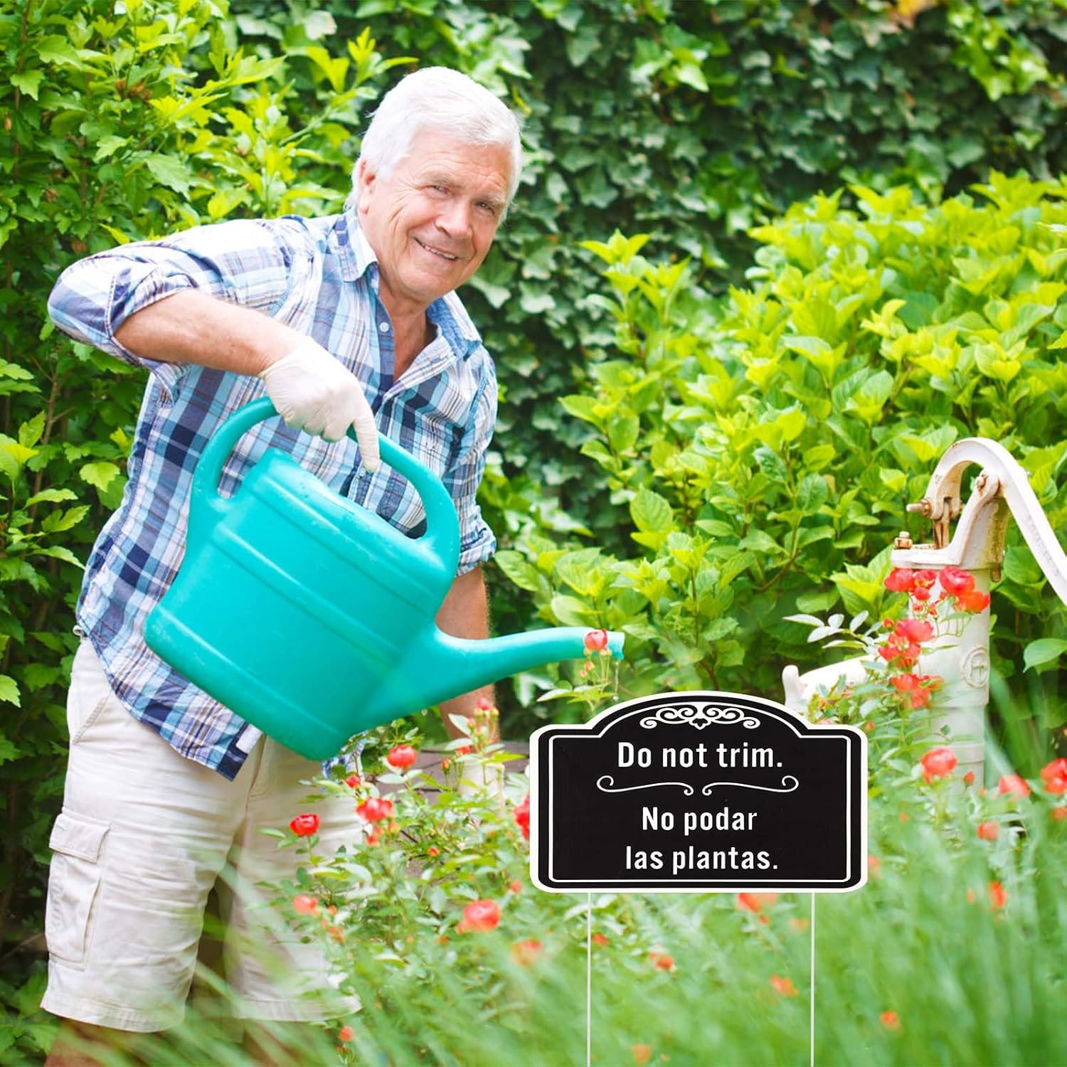 4pcs Do Not Trim Signs with Stakes, Corrugated Plastic Do Not Prune Bushes Pleas
