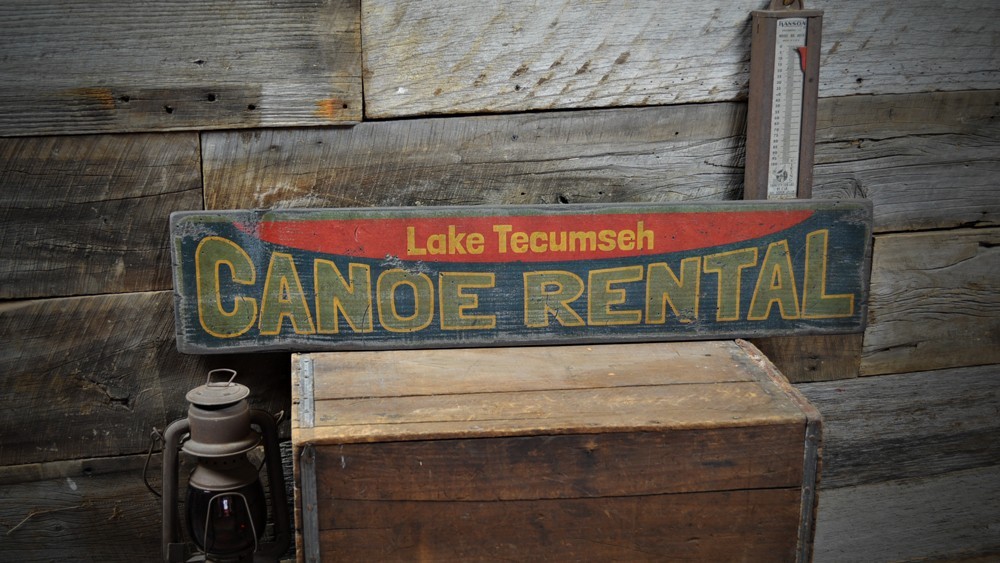 Custom Lake House Canoe Rental Sign – Rustic Hand Made Vintage Wooden
