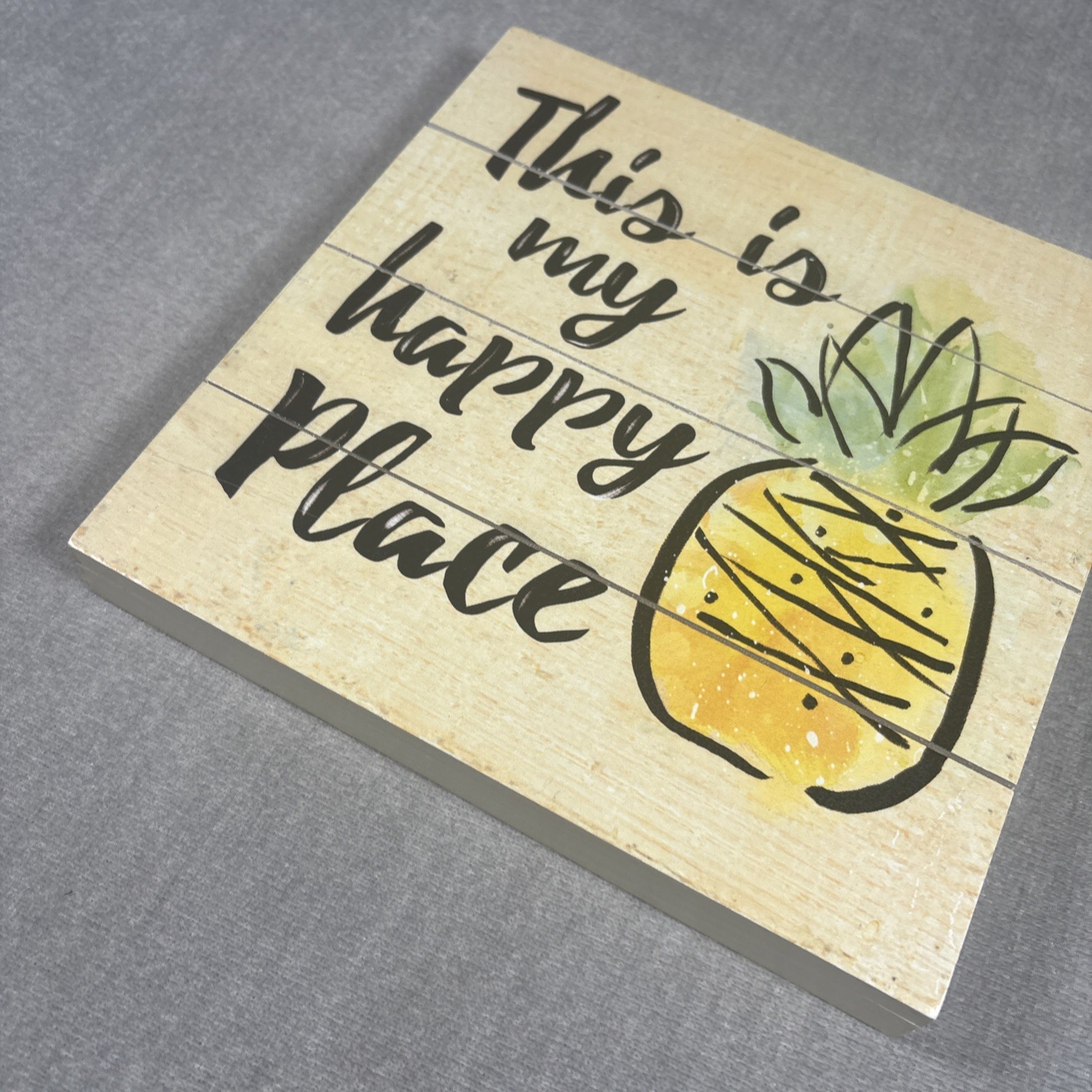 This Is My Happy Place Pineapple Wood Wall Decor 9in X 9in