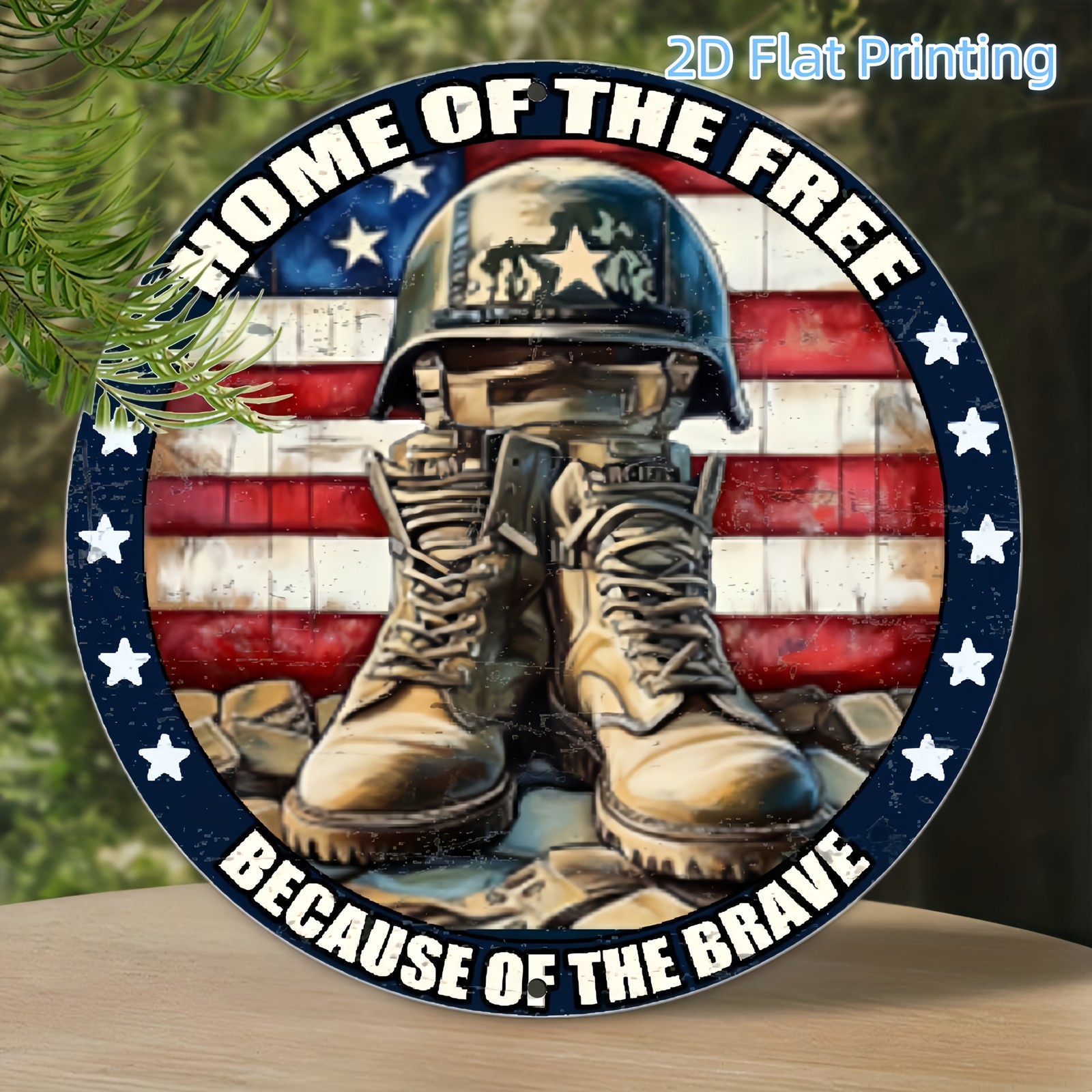 Military Wall Sign Aluminum 8 Round Retro Patriotic Funny Boots Helmet