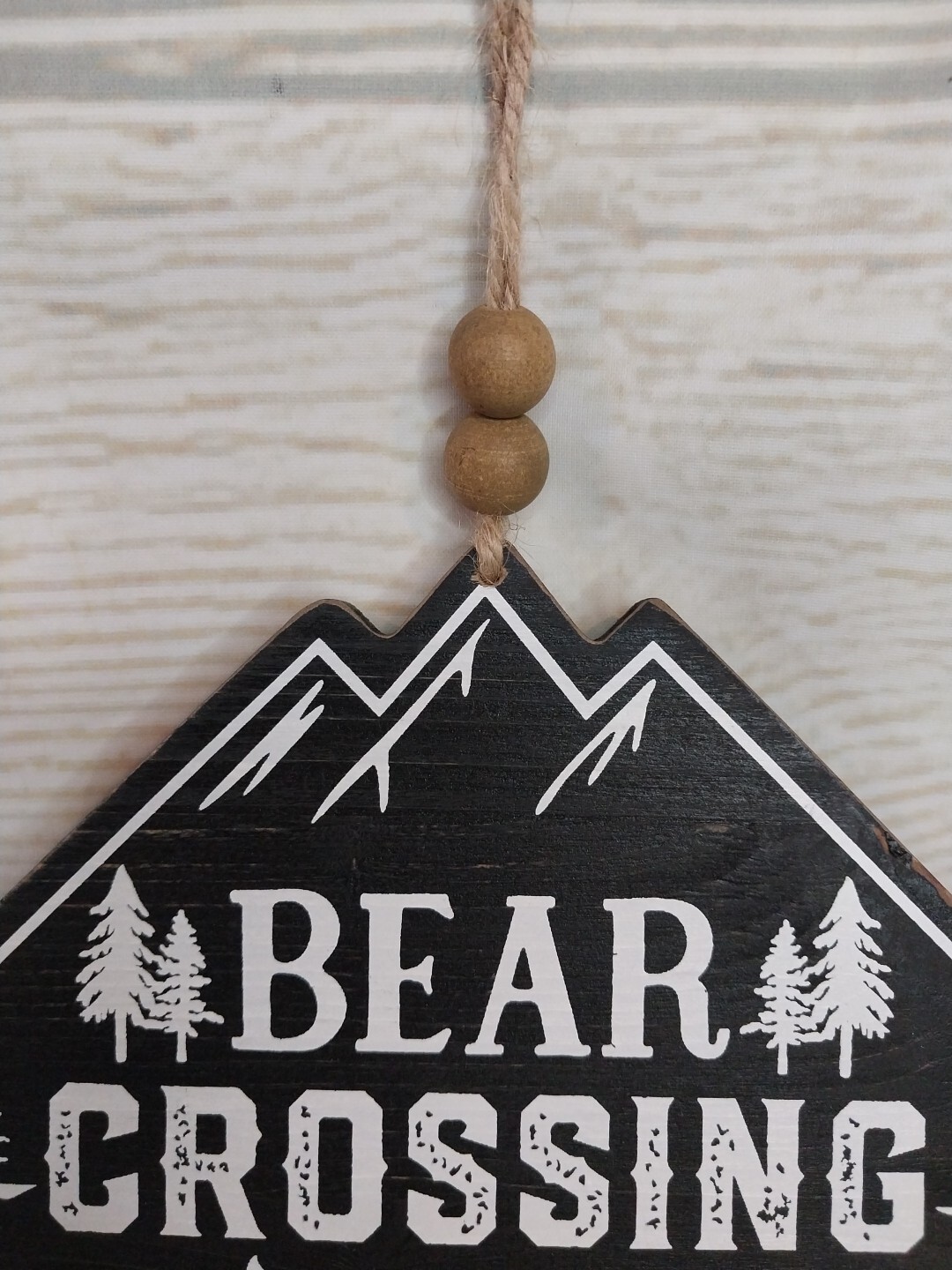 New! “Bear Crossing” Hanging Sign Tag Tier Tray Lake Cabin Woodland Mountains