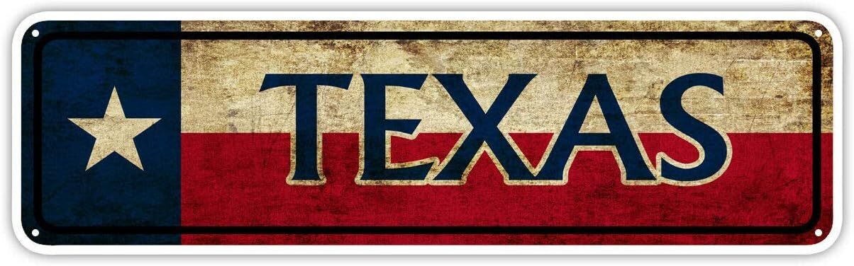 Texas State Flag USA Wall Art Gift Vintage Retro Look Street Metal Sign Street S