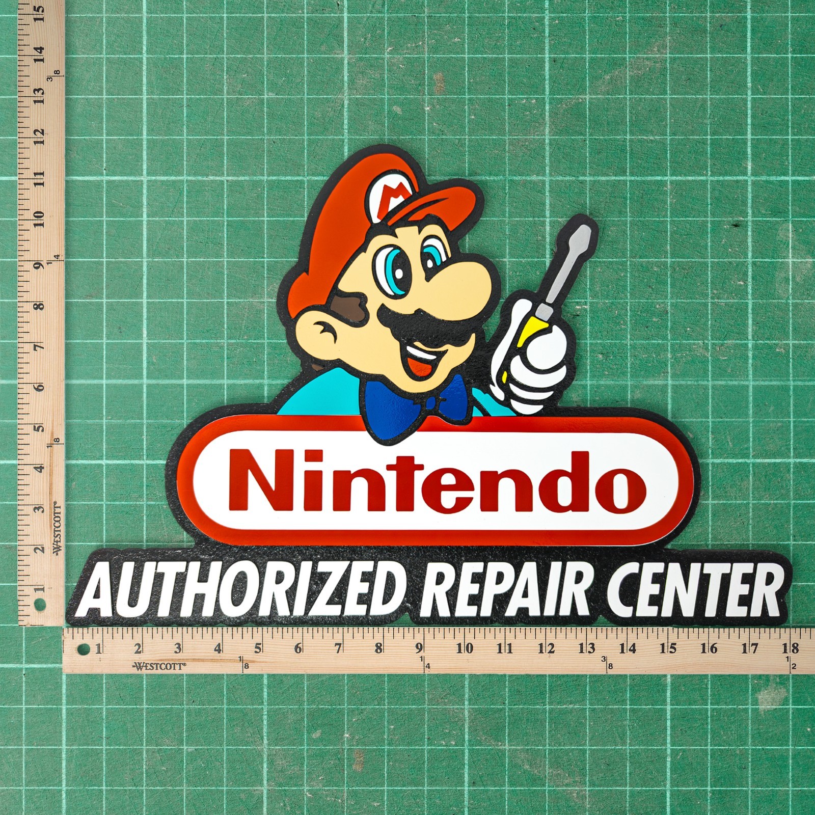 Large Engraved Nintendo “Authorized Repair Center” Sign Wall Art Video Game Deco