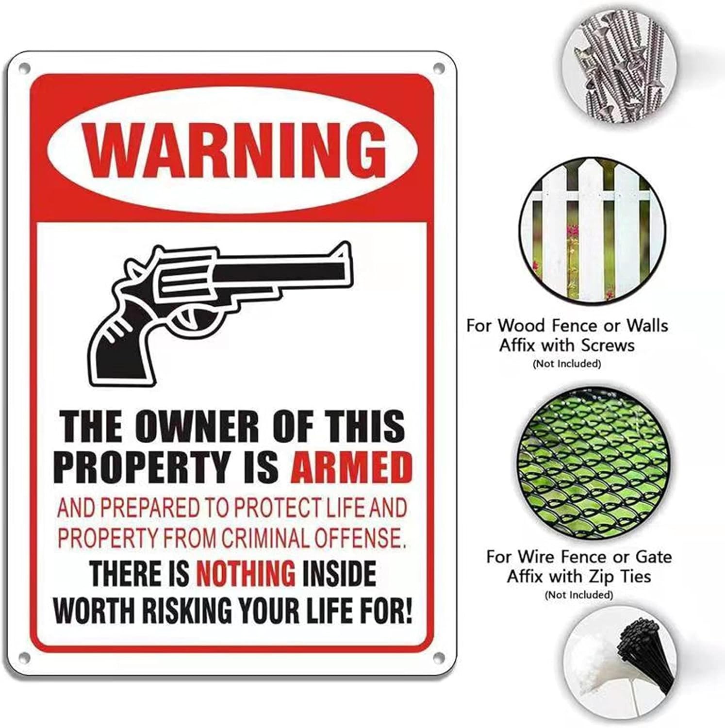 No Trespassing Sign 2PCS Private Property No Trespassing Warning Metal Yard Sign
