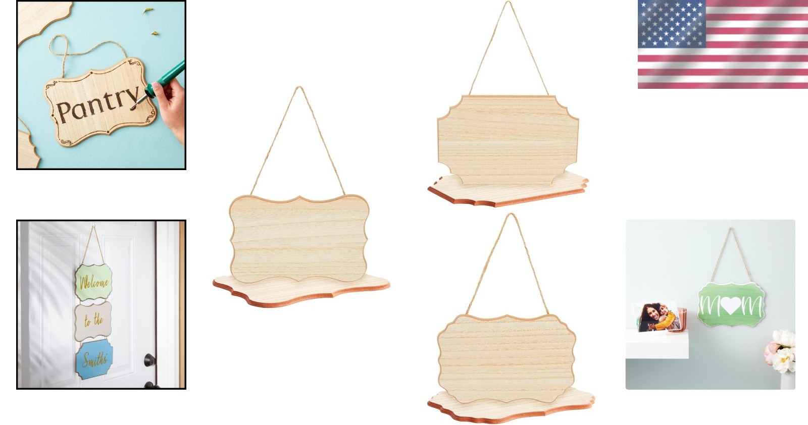 6 Pack Blank Wooden Signs – DIY Wood Craft Plaques
