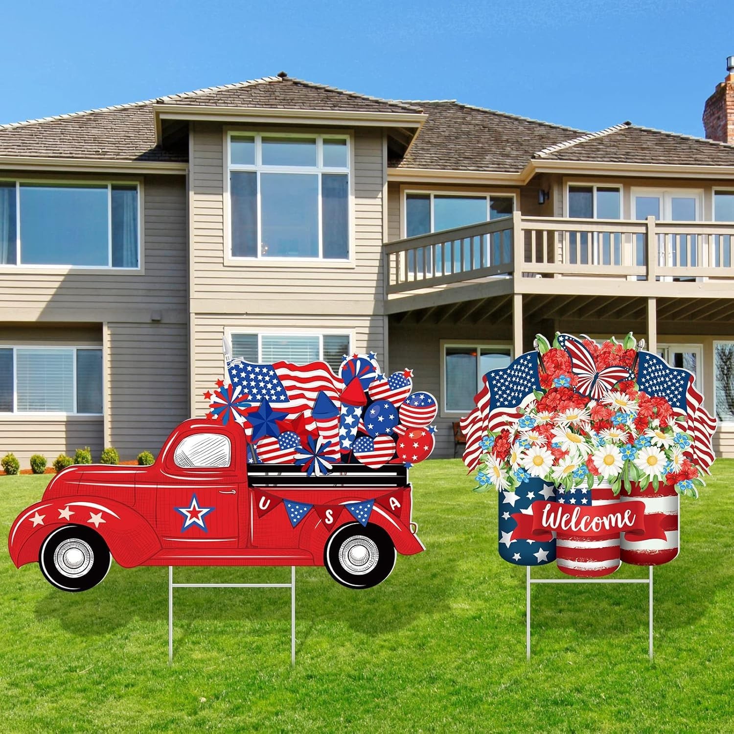 2 Psc 4th of July Yard Sign Patriotic Decorations Outdoor 250th Anniversary