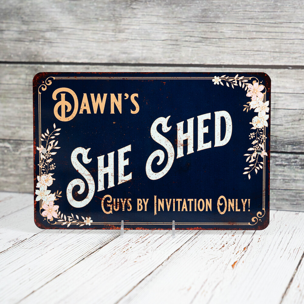 Personalized SHE SHED Sign Wall Decor Your Name Girl Cave Diva Den 108120110001