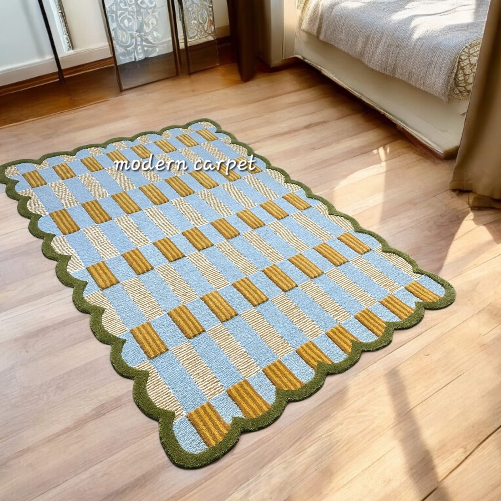 Matilda Goad Plaid Rugs Handmade 100% Woolen Hand Tufted For Home Decoration