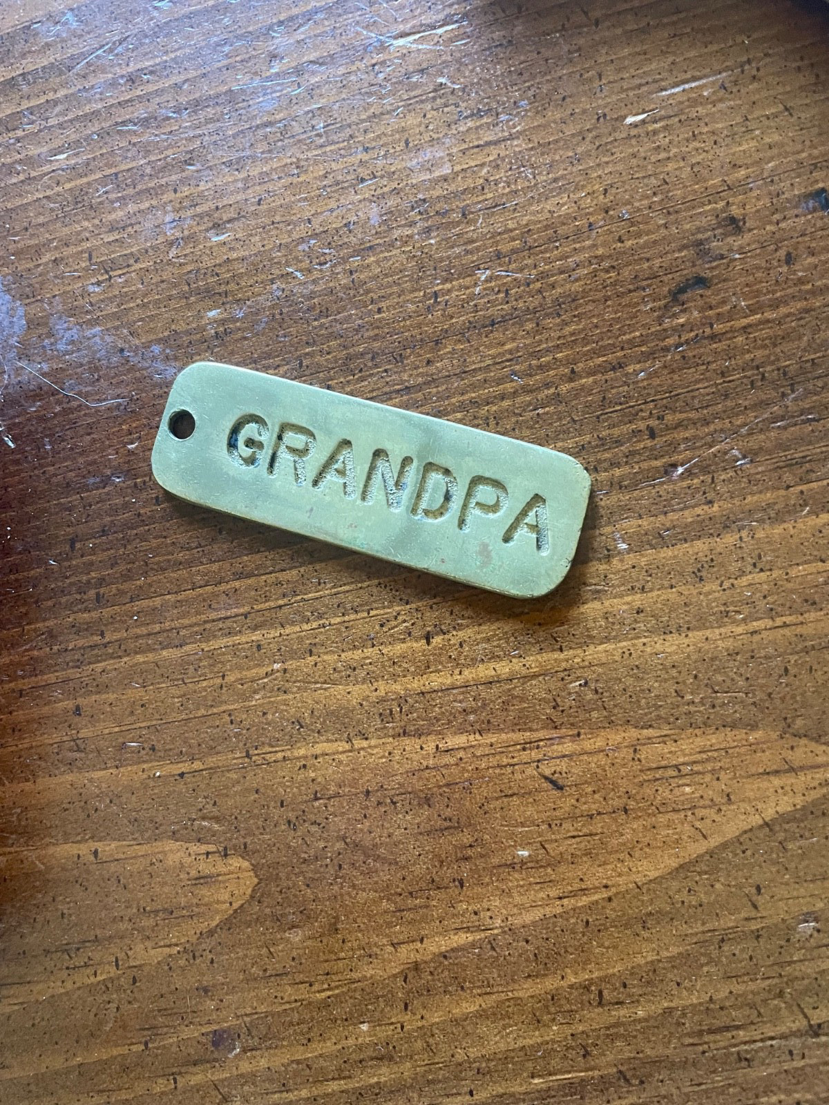 Solid Brass 3X1″ GRANDPA PLAUQUE – WITH HOLE